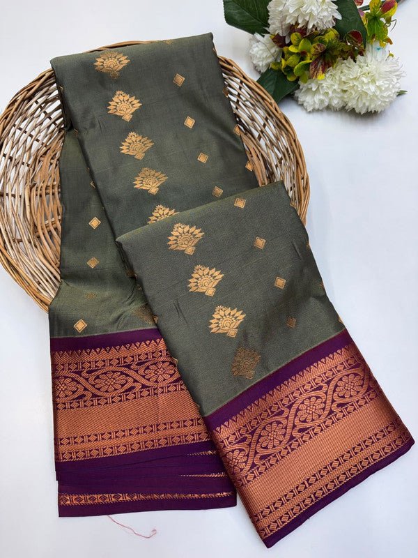 Sundari Semi Silk Saree with elegant zari work for wedding wear