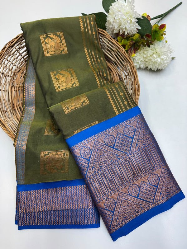 Sundari Semi Silk Saree with elegant zari work for wedding wear