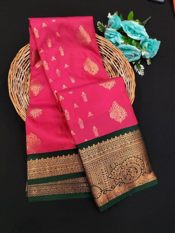 Sundari Semi Silk Saree with elegant zari work for wedding wear