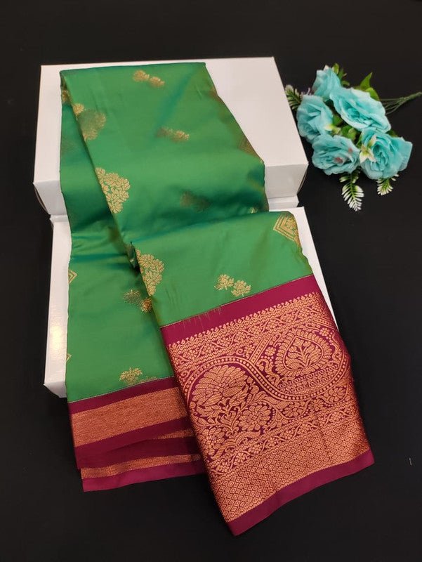 Sundari Semi Silk Saree with elegant zari work for wedding wear