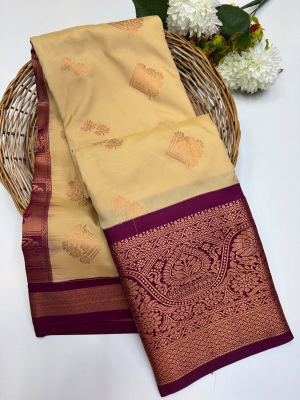 Sundari Semi Silk Saree with elegant zari work for wedding wear