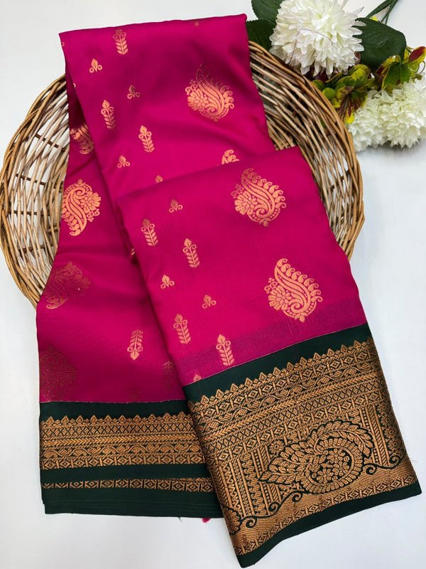 Sundari Semi Silk Saree with elegant zari work for wedding wear