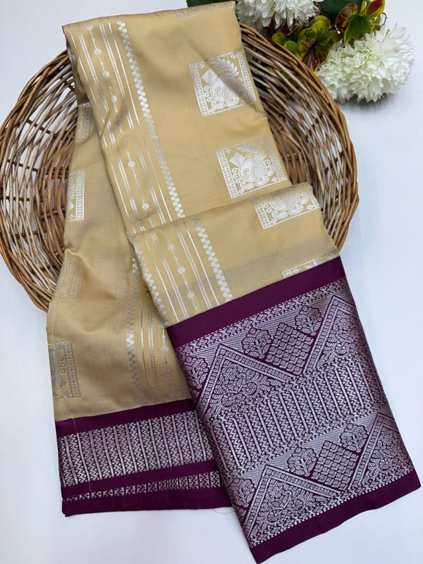 Sundari Semi Silk Saree with elegant zari work for wedding wear