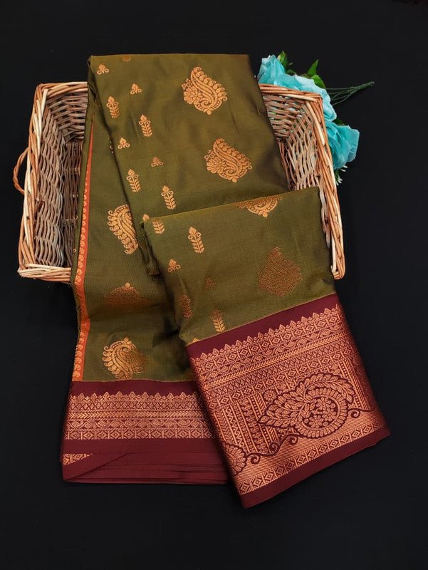 Sundari Semi Silk Saree with elegant zari work for wedding wear