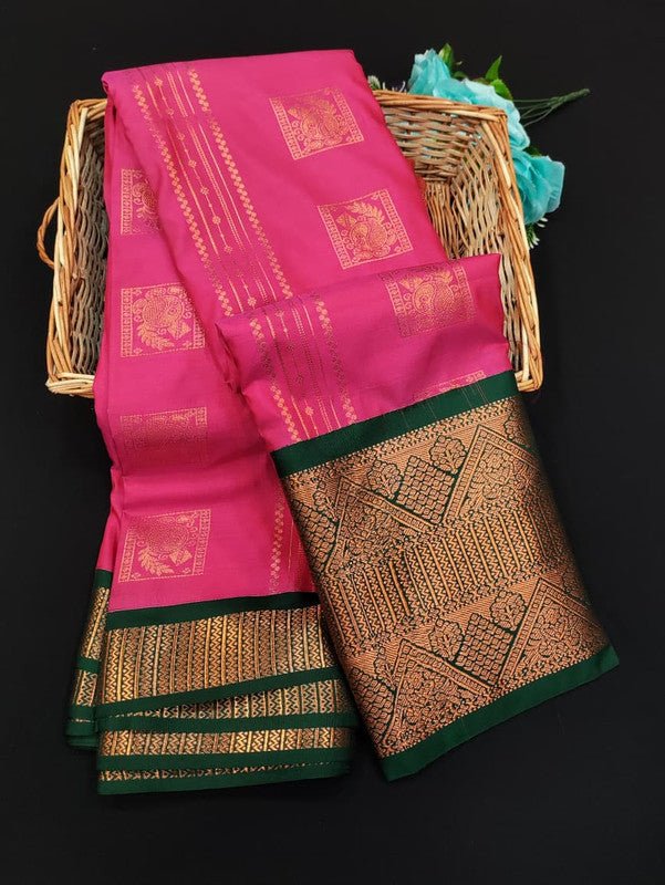 Sundari Semi Silk Saree with elegant zari work for wedding wear