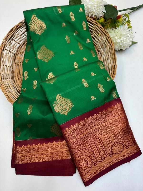 Sundari Semi Silk Saree with elegant zari work for wedding wear