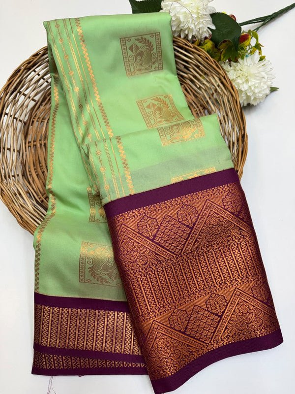 Sundari Semi Silk Saree with elegant zari work for wedding wear