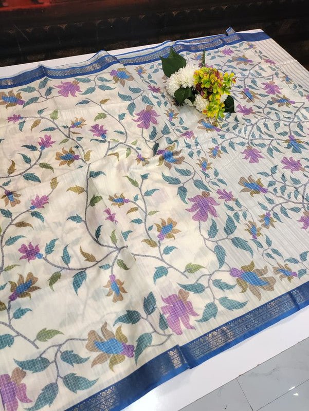 Vannila Silk Saree with elegant zari work for wedding wear