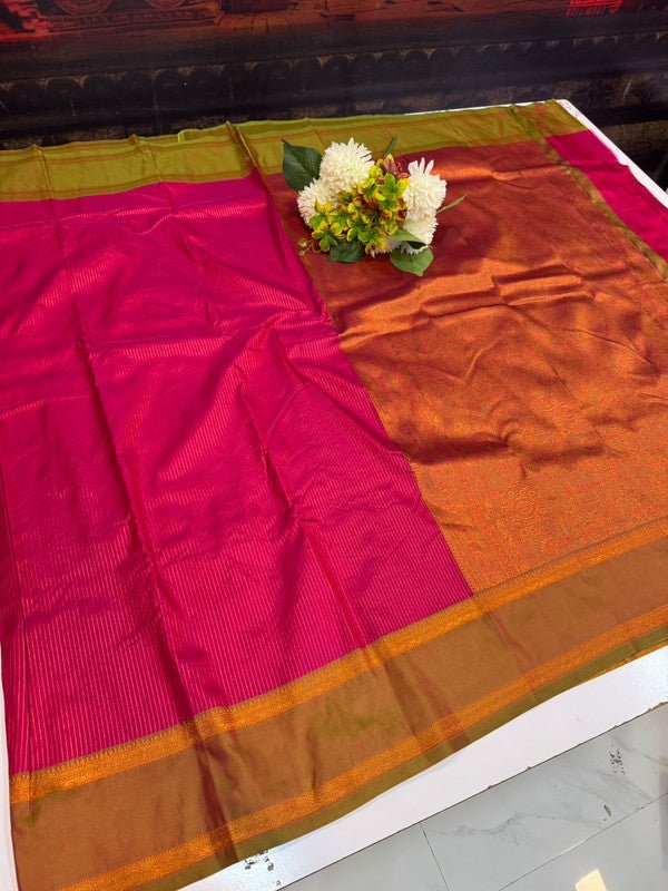 Varalakshmi Silk Zari Saree for Wedding Wear with Plain Blouse