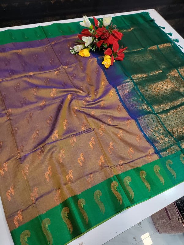 Premium Velvet Silk Saree with Zari Work for Wedding Wear
