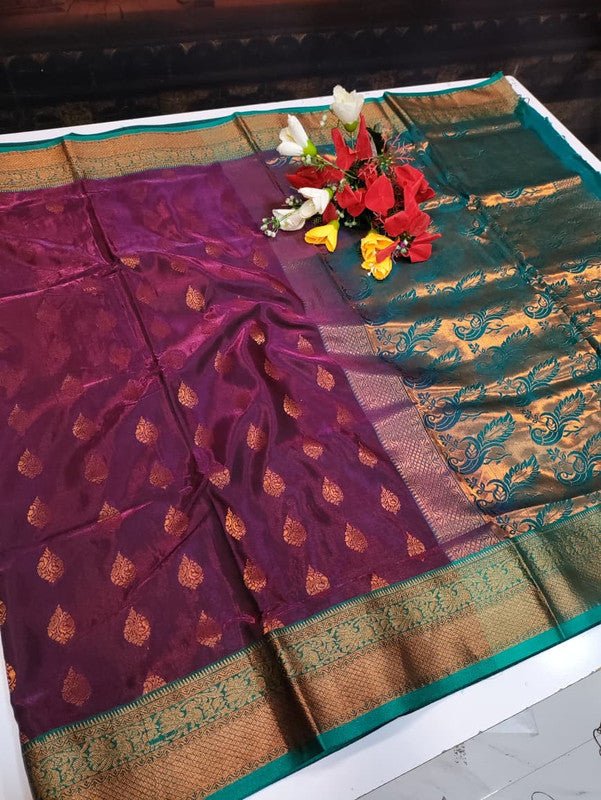 Premium Velvet Silk Saree with Zari Work for Wedding Wear