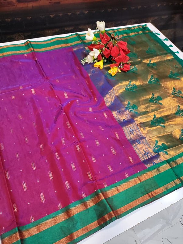 Premium Velvet Silk Saree with Zari Work for Wedding Wear