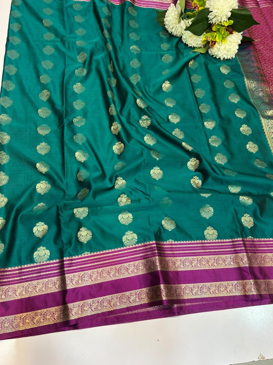 Elegant Warm Semi Silk Saree for party wear with plain blouse