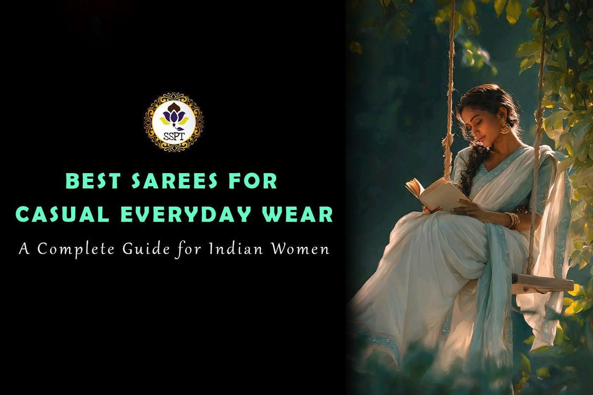 Woman wearing a comfortable best sarees for casual everyday wear
