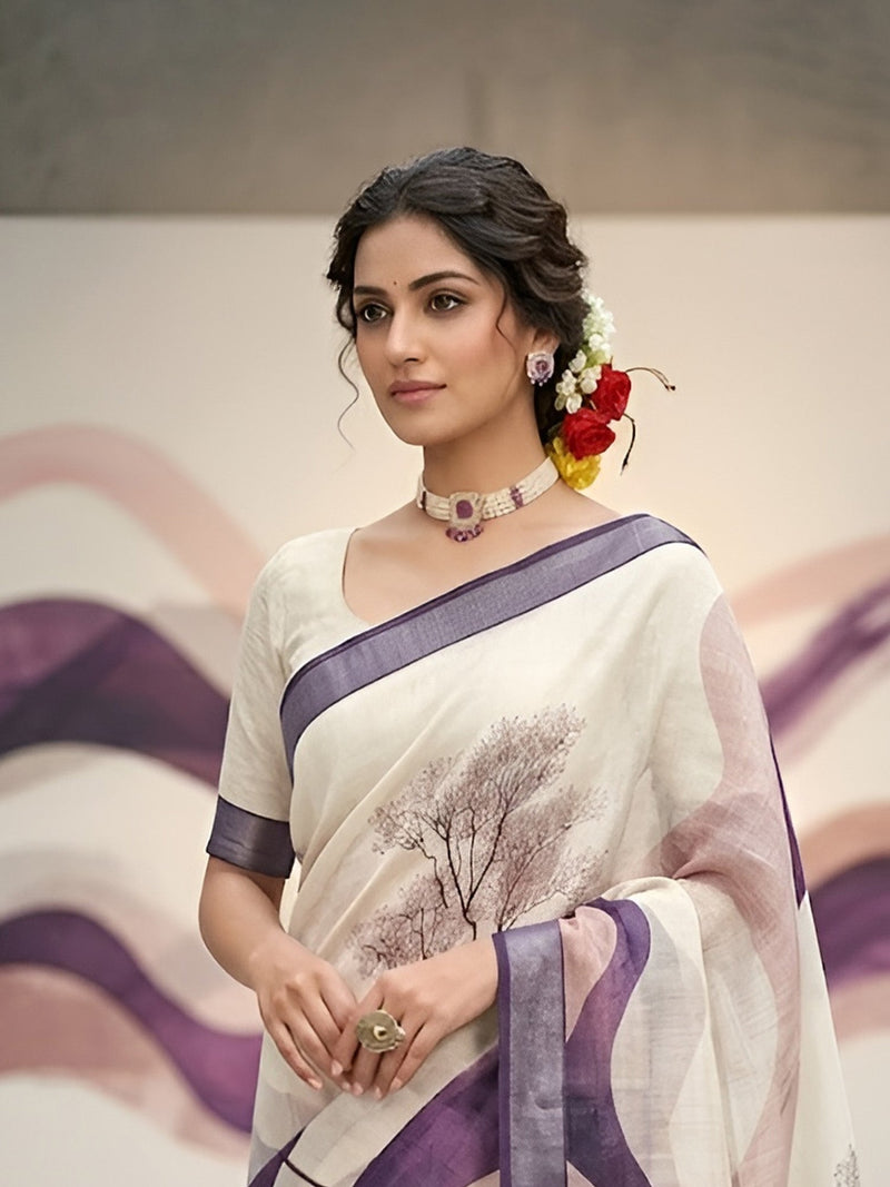 Bhiwandi Linen Cotton Collection saree for women in soft breathable lightweight linen cotton fabric suitable for office wear casual wear and festive occasions