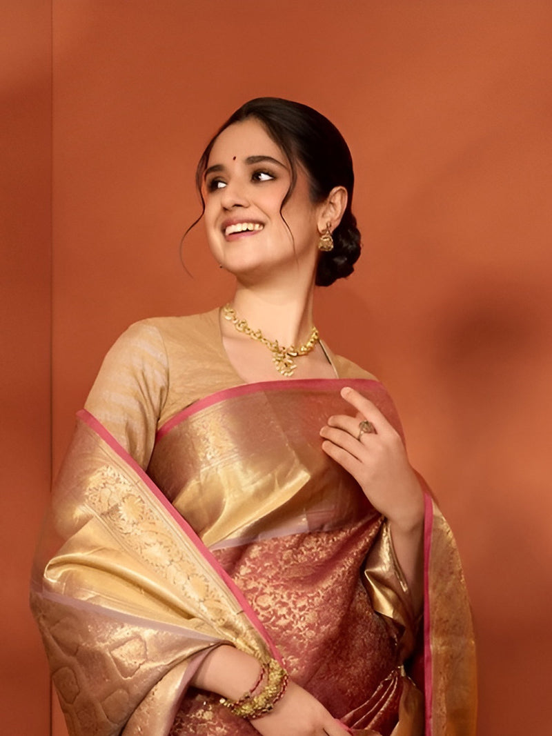 Mirror Tissue Saree with elegant mirror work detailing and shimmering lightweight tissue fabric suitable for weddings and festive occasions.
