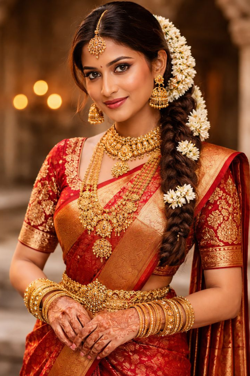 Muhurtham Semi Silk saree for women with elegant traditional design and rich semi silk fabric suitable for weddings bridal wear and festive occasions