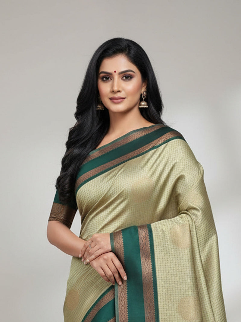 Dhaniya soft silk saree for women with elegant traditional wedding and festive wear design from Sri Sakthi Pugazh Tex Salem Tamil Nadu
