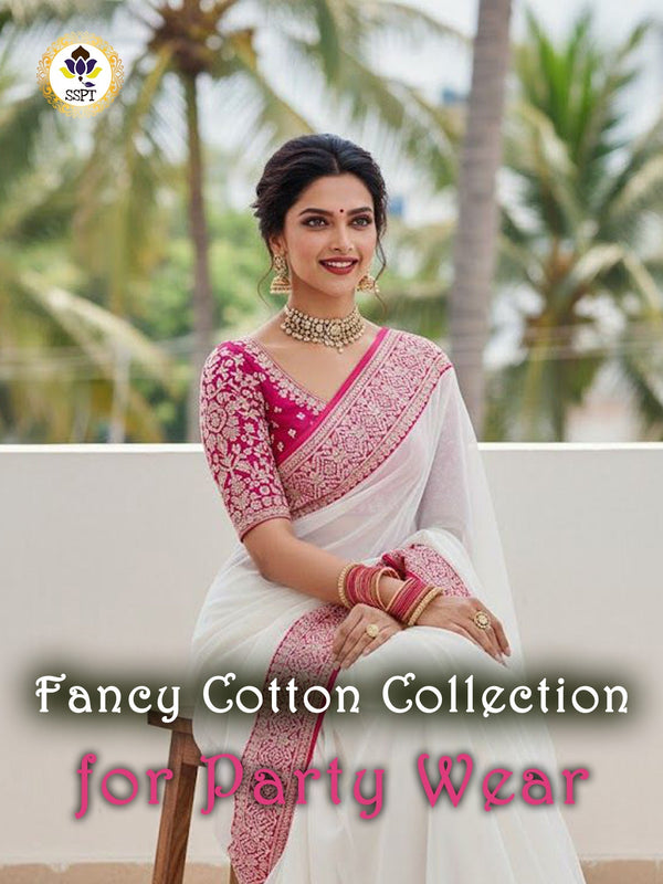 Fancy Cotton Sarees with Zari Design for Festival Wear