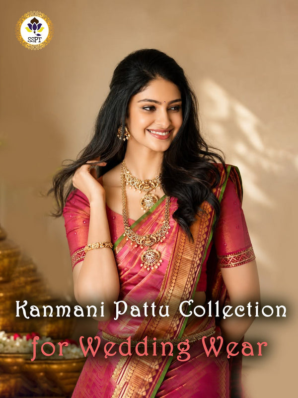 Shop now and bring home the timeless beauty of a Kanmani Pattu wedding saree for your next celebration!