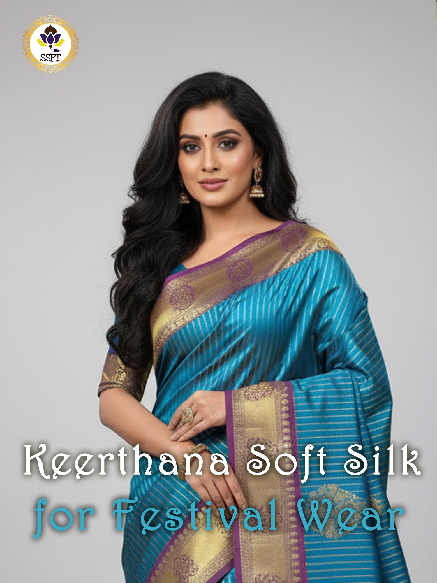 Keerthana Soft Silk Saree in elegant traditional design for wedding and festive wear from Sri Sakthi Pugazh Tex