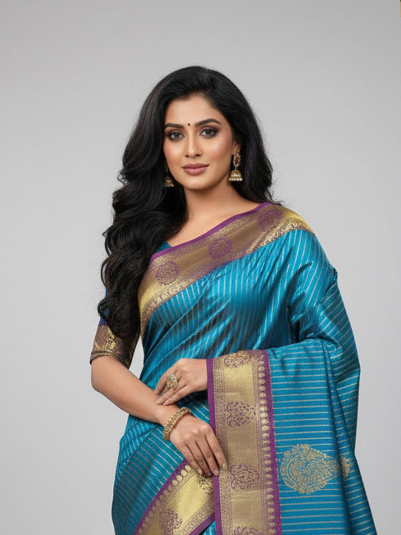 Keerthana Soft Silk Saree in elegant traditional design for wedding and festive wear from Sri Sakthi Pugazh Tex Elampillai Salem Tamil Nadu