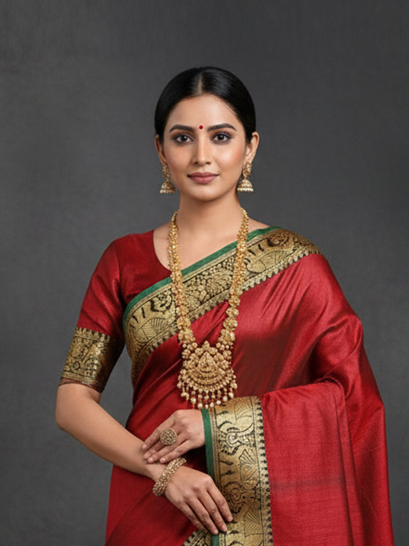 Narayanpet Cotton Saree with traditional contrast border and soft lightweight cotton fabric for daily wear and festive occasions.