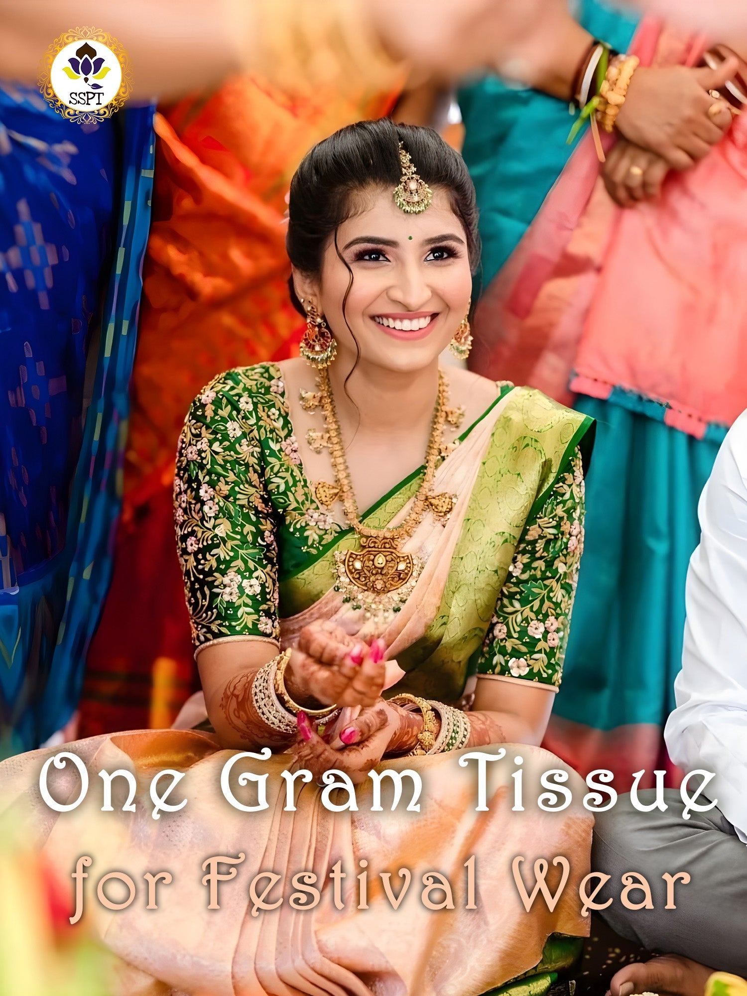 One Gram Tissue Saree with elegant shimmer and lightweight fabric for festive wear