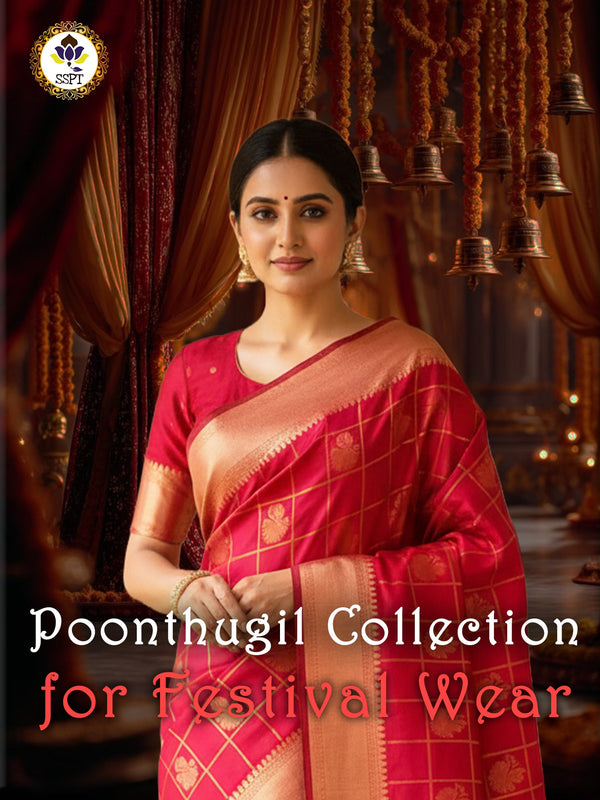 Discover the charm of traditional Indian fashion with the exquisite Poonthugil Collection Soft Silk Saree.