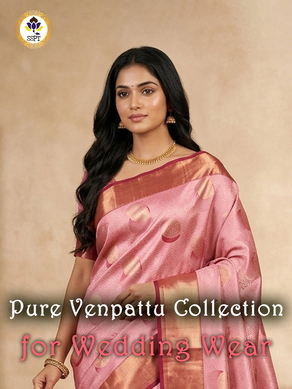 Pure Venpattu Saree Collection in Red with Zari Work for Wedding Wear