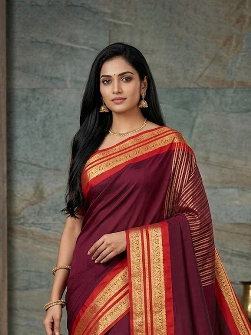 Riya Mysore Soft Silk Saree in royal blue with zari work for wedding wear