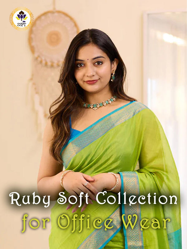 Ruby Silk Collection Soft Cotton Zari Saree for Wedding Wear