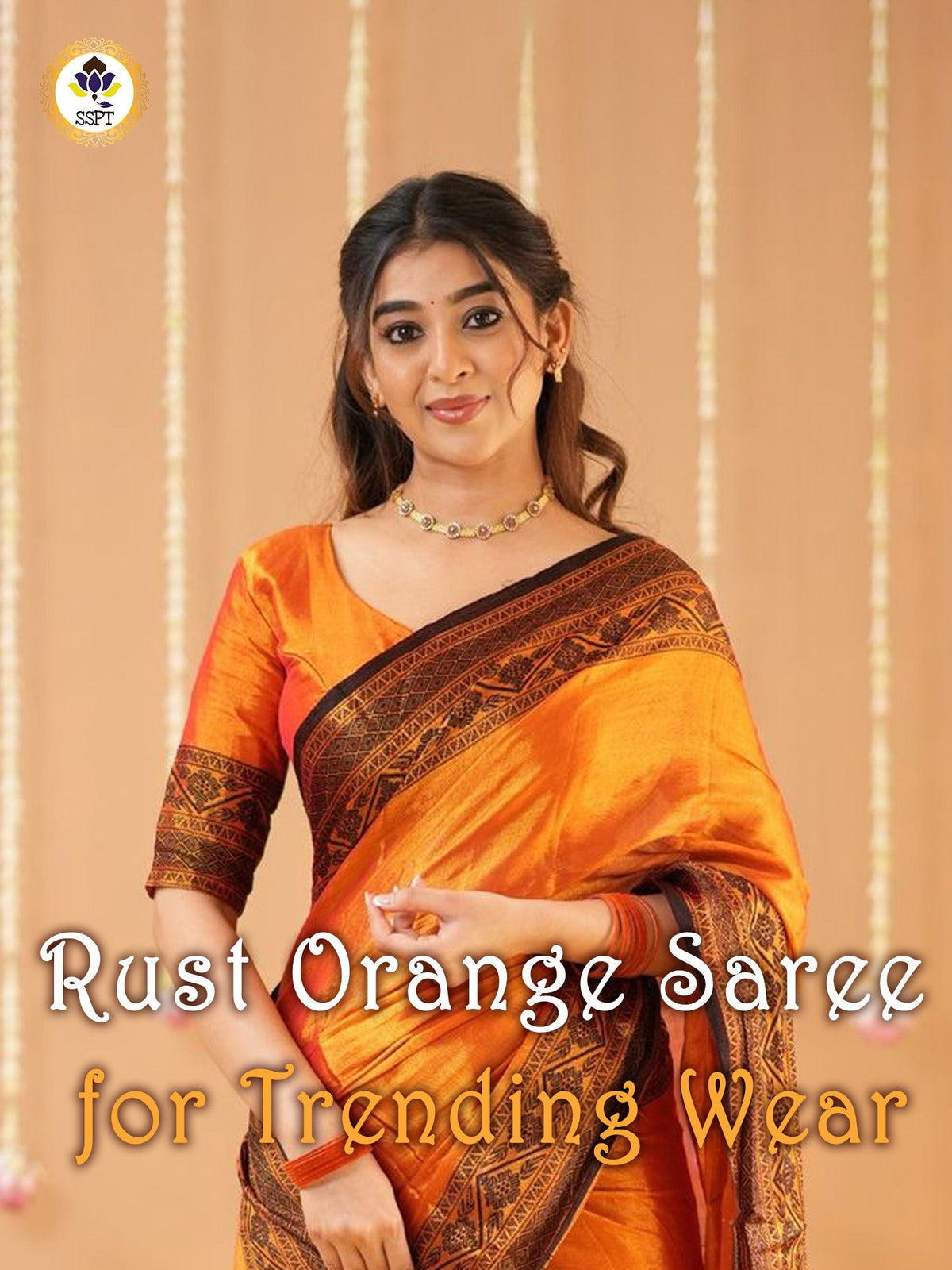 Rust Orange Collection saree for women featuring elegant rust orange shades in soft lightweight fabric.