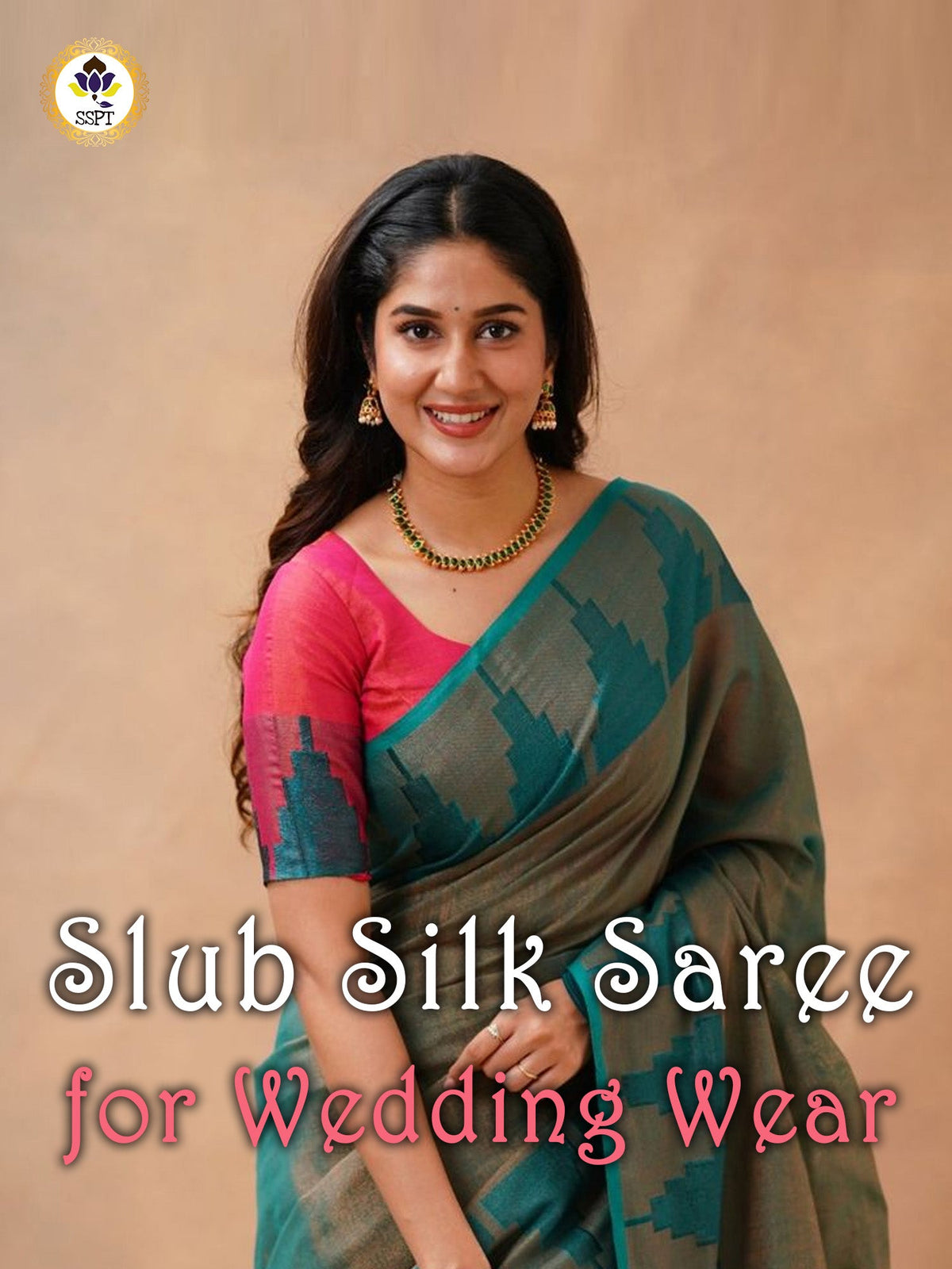 Slub Silk Saree for women featuring elegant textured silk fabric with graceful traditional design suitable for weddings parties and festive occasions