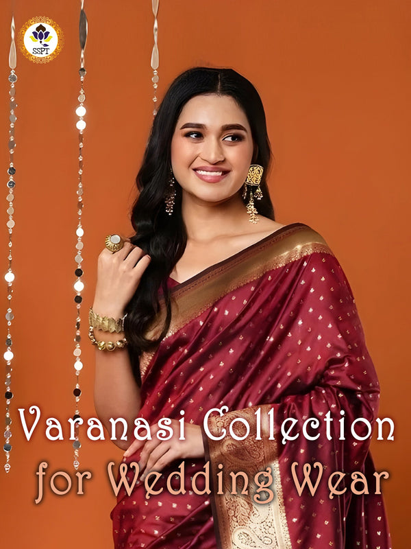Varanasi Raw Silk Saree Collection with Zari Work for Wedding Wear