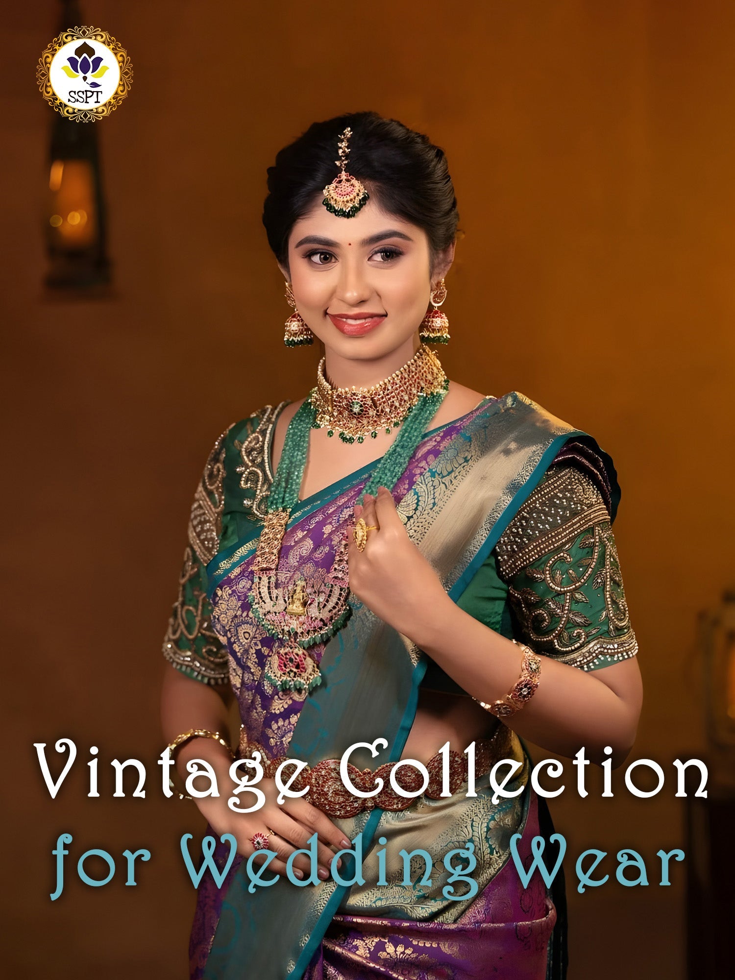 Vintage Collection semi silk saree with zari work for wedding wear