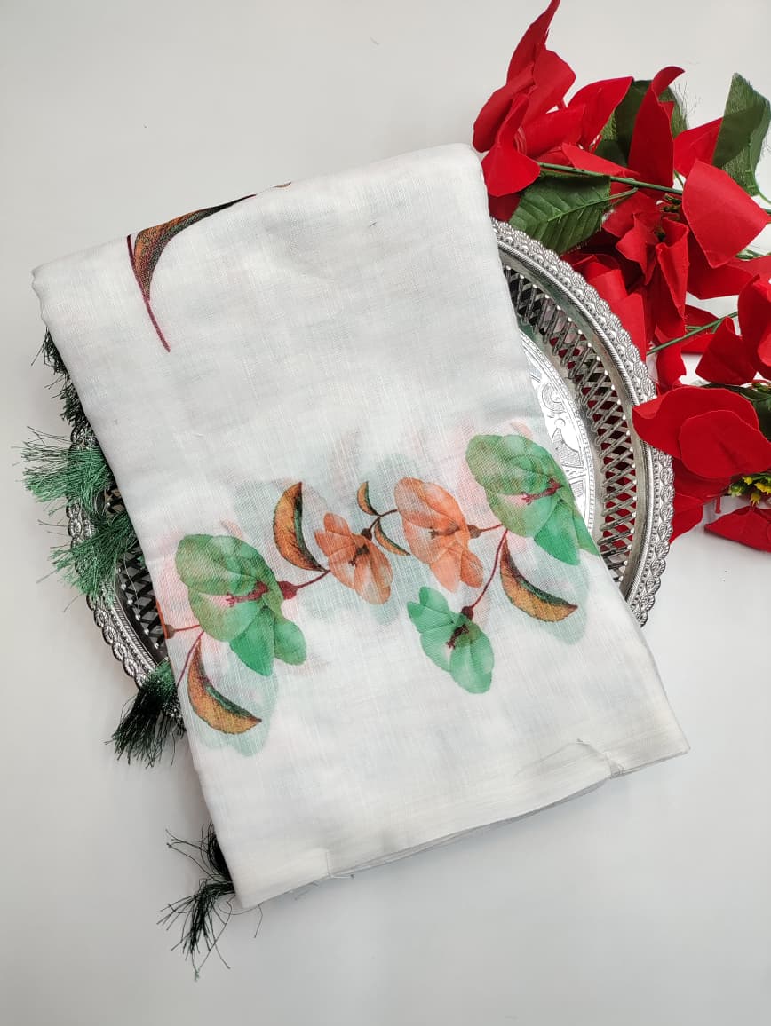 White Leaf Saree (Diwali sale)WF40