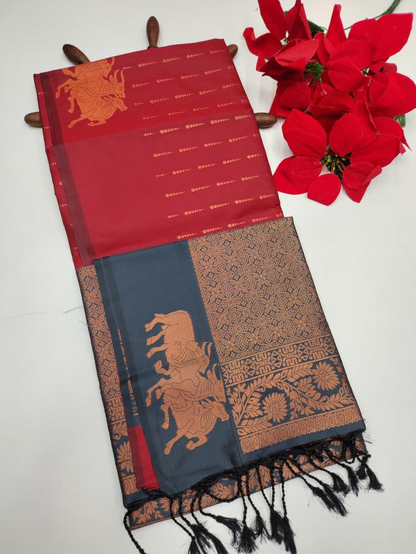 Black Fantacy Soft Silk Saree_B14