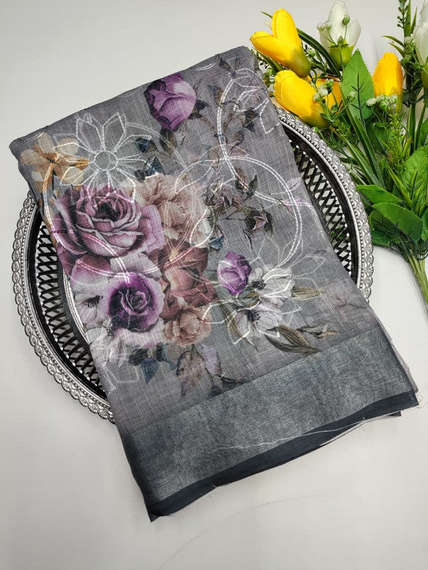 Premium Linen Saree(Work Saree)  LL18