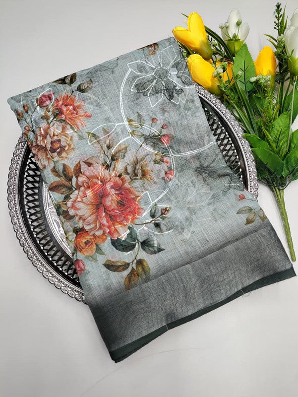 Premium Linen Saree(Work Saree)  LL29