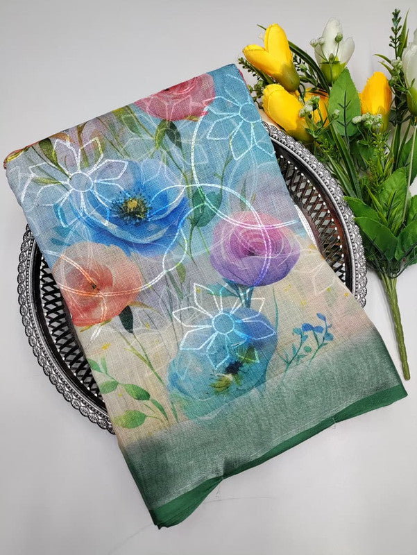 Premium Linen Saree(Work Saree)  LL30