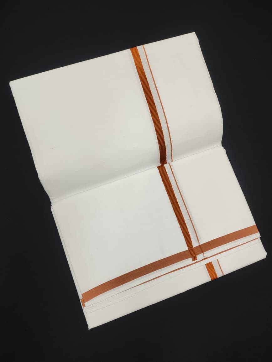 Cotton White Dhoti | Colour Border | 2 Mtrs