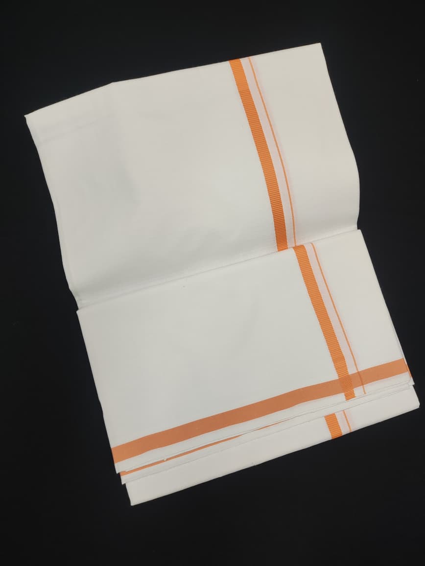Cotton White Dhoti | Colour Border | 2 Mtrs