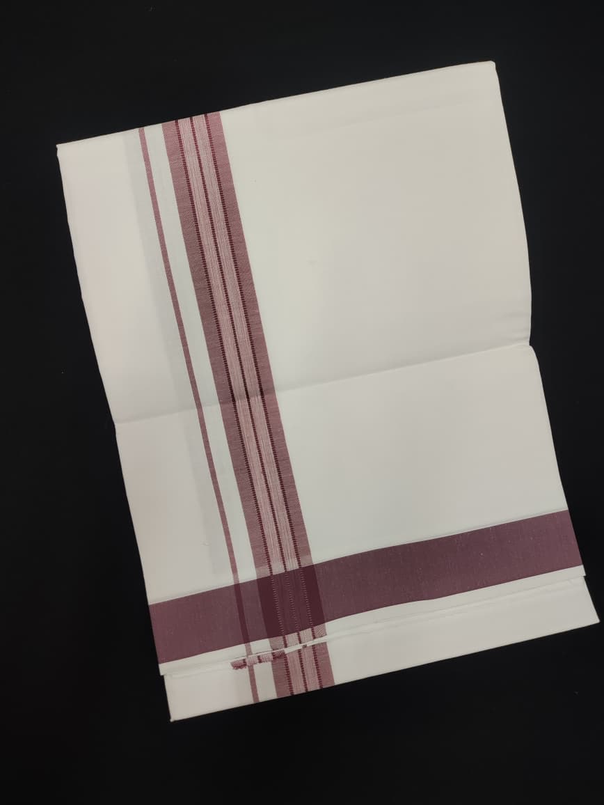 Cotton White Dhoti | Fancy Border | 2 Mtrs