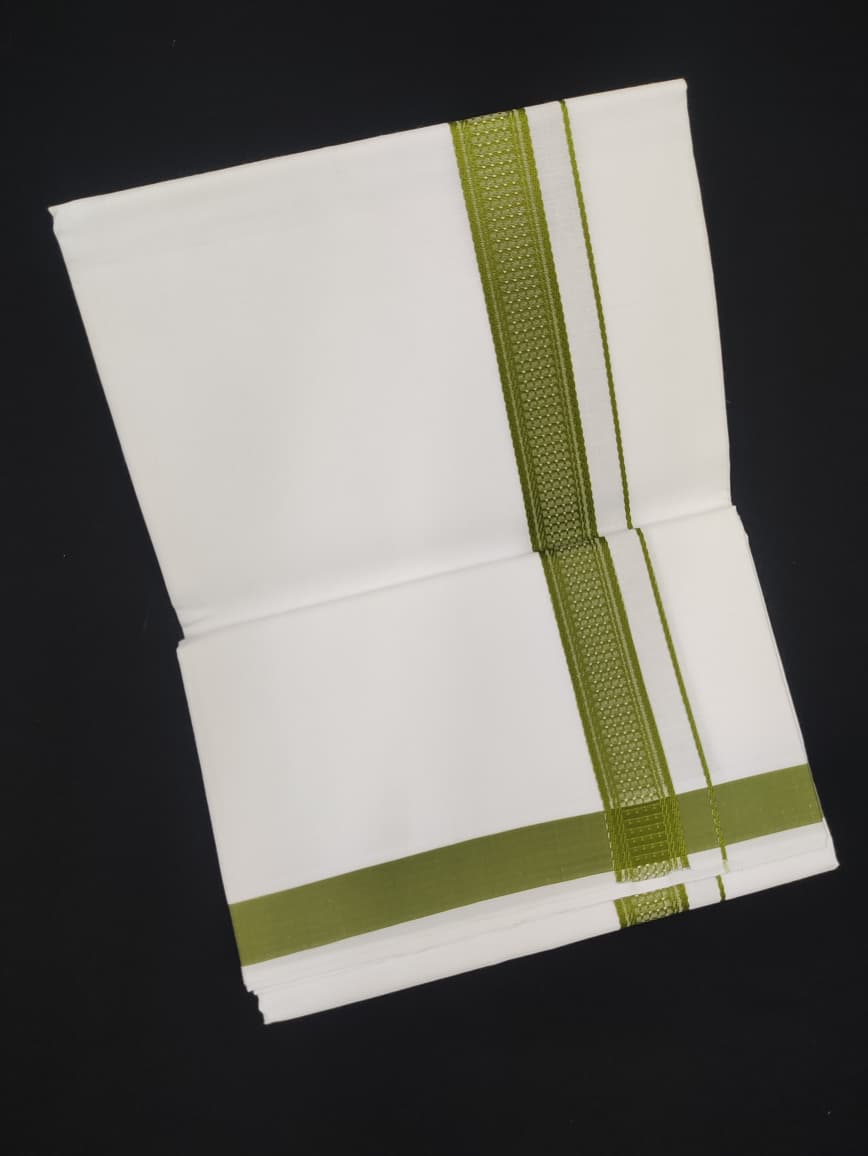 Cotton White Dhoti | Fancy Border | 2 Mtrs