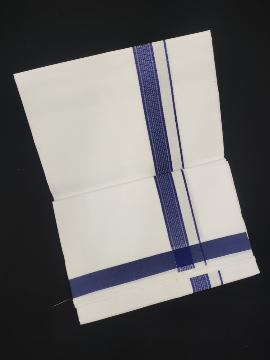 Cotton White Dhoti | Fancy Border | 2 Mtrs