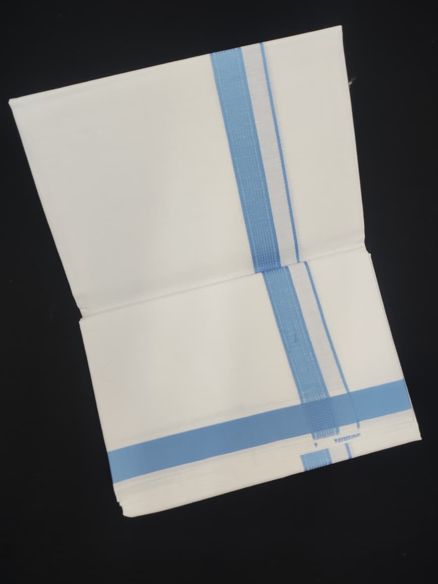 Cotton White Dhoti | Fancy Border | 2 Mtrs