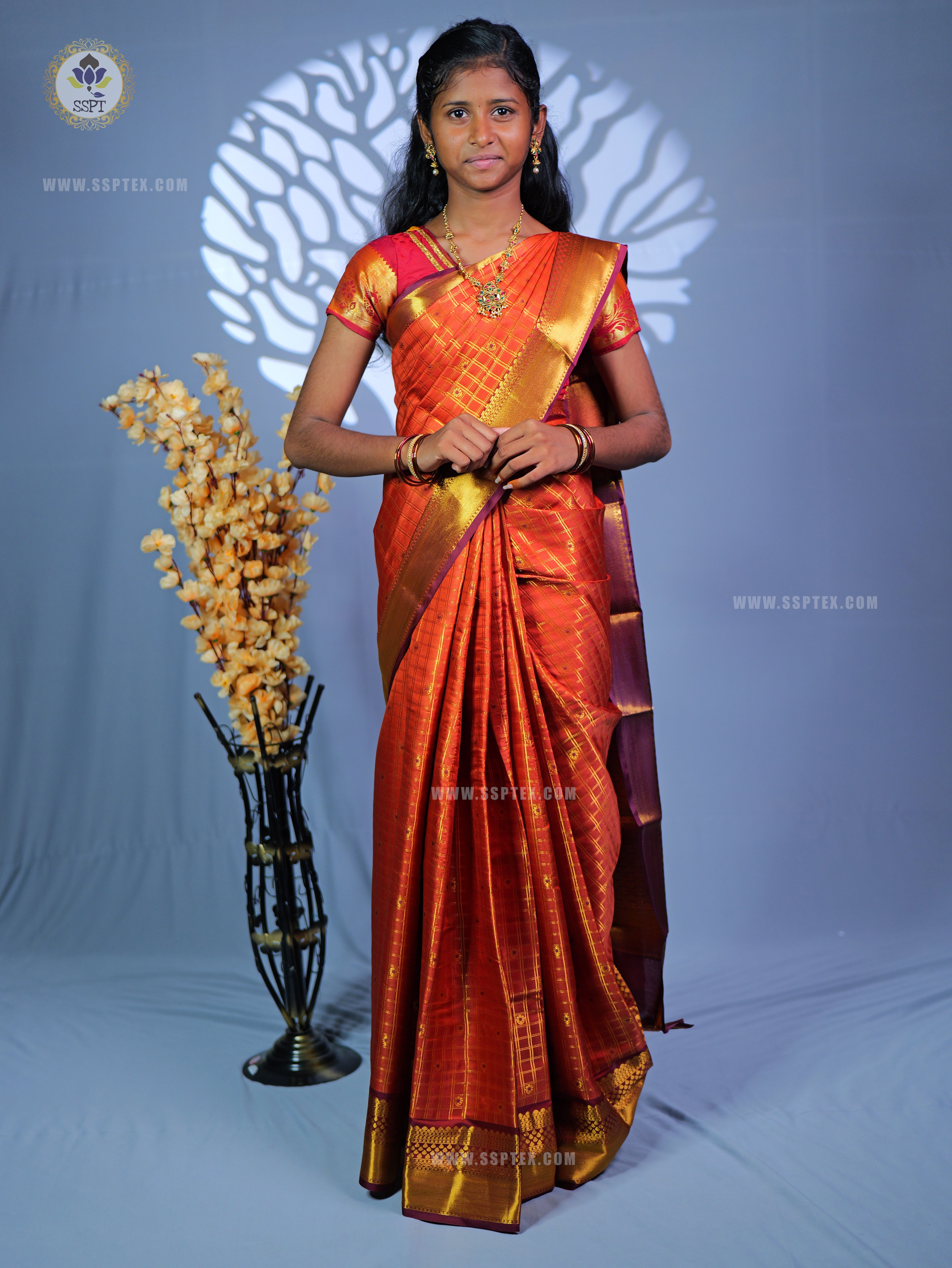 Rust Orange Saree RG02 - Sri Sakthi Pugazh Tex - Saree