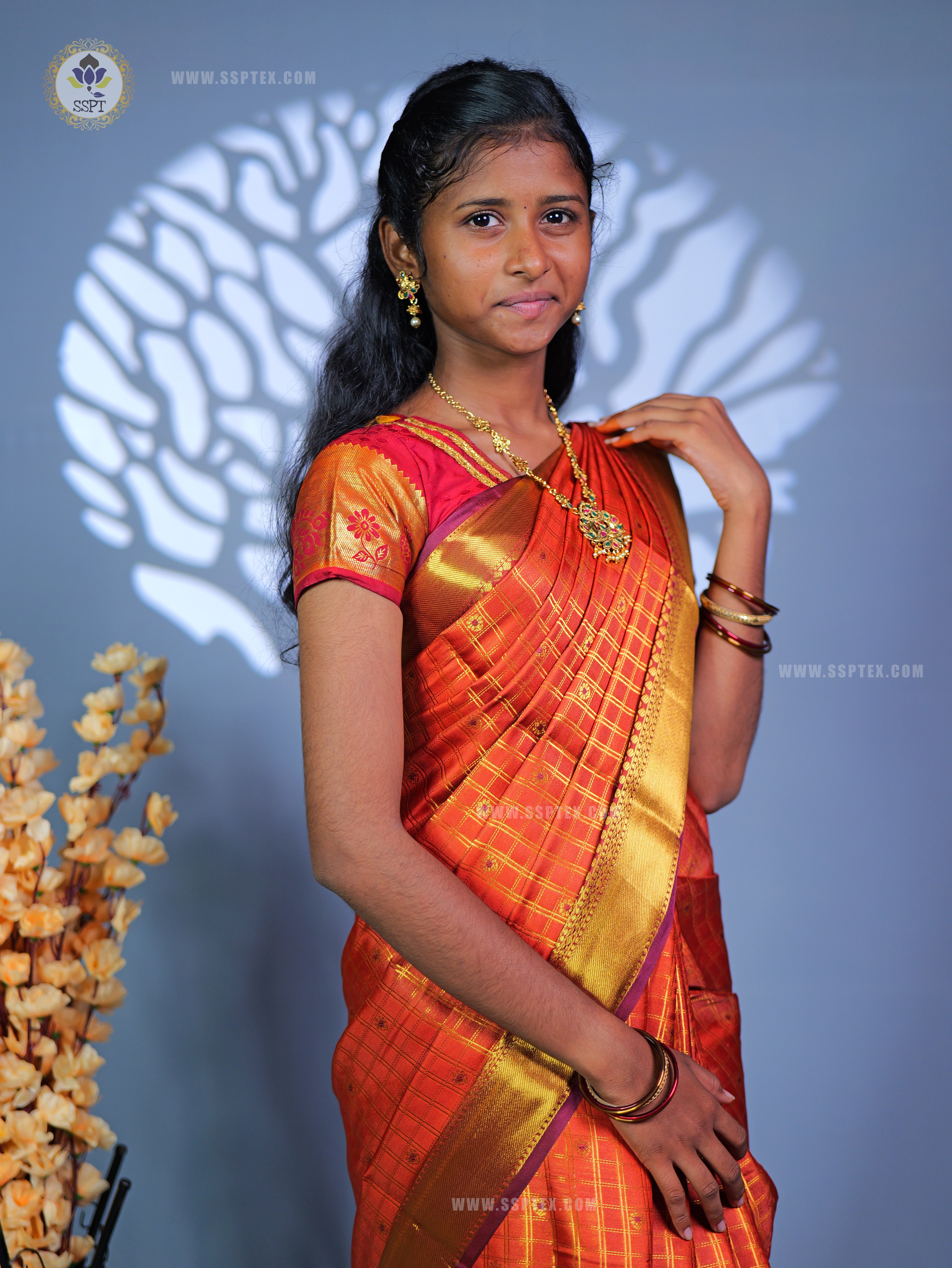 Rust Orange Saree RG02 - Sri Sakthi Pugazh Tex - Saree