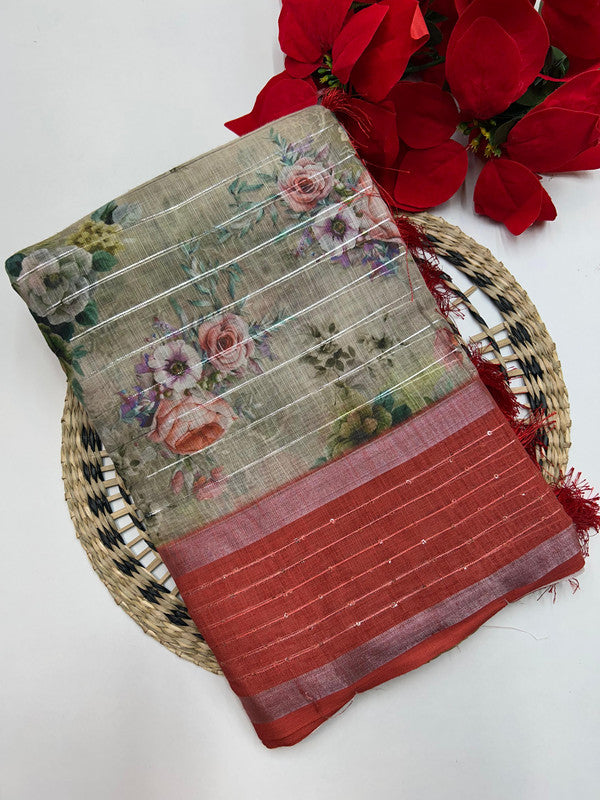 Linen Printed Saree